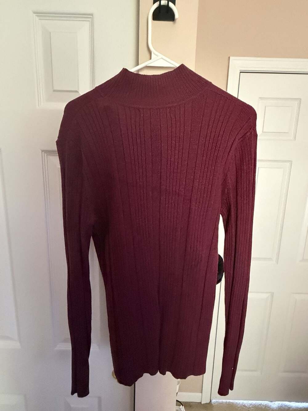 Mossimo Mock Neck Ribbed Sweater Size L Burgundy Long Sleeve - Picture 5 of 5